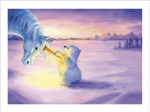 Framed Unicorn and Polar Bear Cub II Print