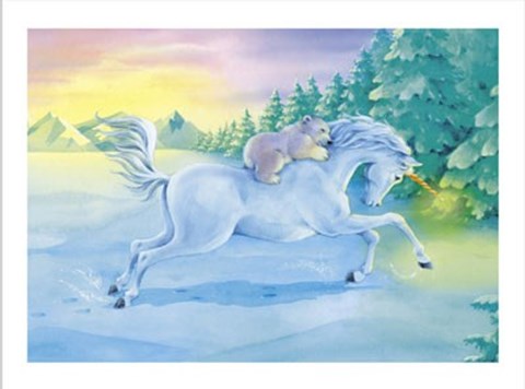 Framed Unicorn and Polar Bear Cub III Print