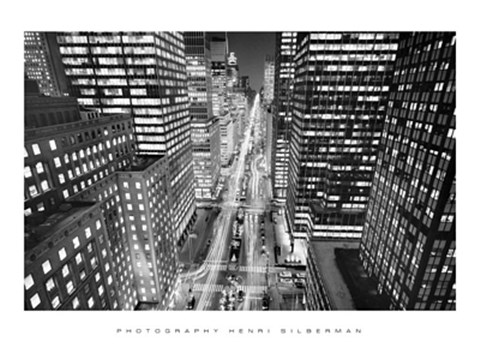 Framed Park Avenue at Night, NYC Print