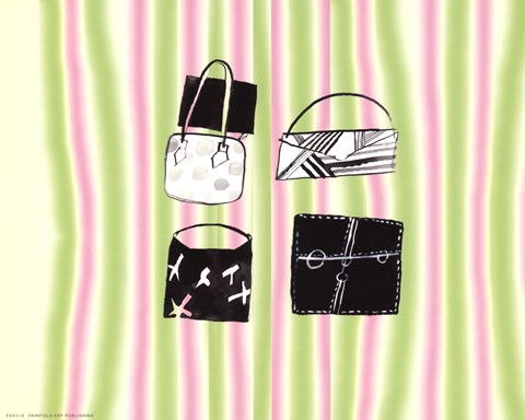 Framed Quatre Sacs a Main sur Rose et Vert Print