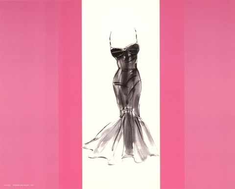 Framed La Robe Noire avec Rouge Print