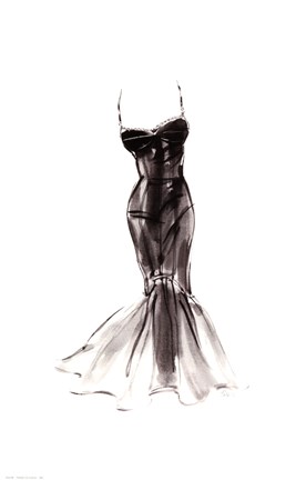 Framed Black Dress with Flair Print