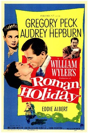 Framed Roman Holiday Gregory Peck &amp; Audrey Hepburn Print