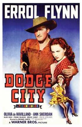 Framed Dodge City Flynn And Olivia De Havilland Print