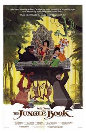 Framed Jungle Book Mowgli on Aztec Throne Print
