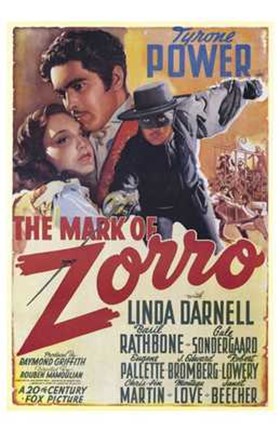 Framed Mark of Zorro Linda Darnell Print