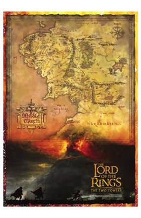 Framed Lord of the Rings: the Two Towers Map Print