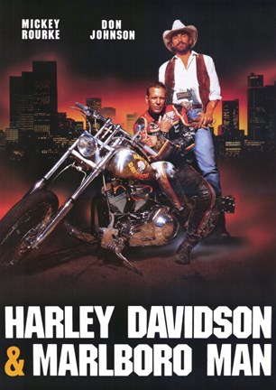 Framed Harley Davidson and Marlboro Man Print