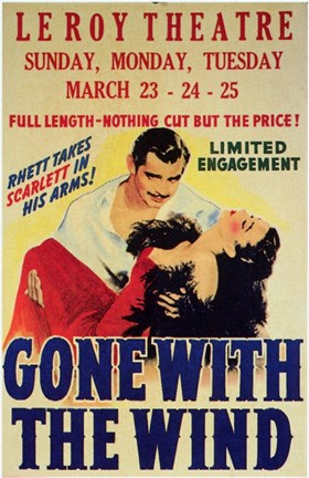 Framed Gone with the Wind Vintage Theater Advertisement White Print