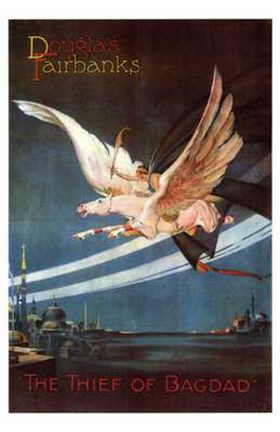 Framed Thief of Bagdad Pegasus Art Deco Print