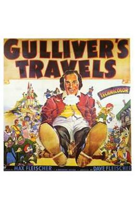 Framed Gulliver&#39;s Travels - man tied up Print