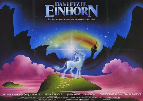 Framed Last Unicorn - German with Rainbow Print
