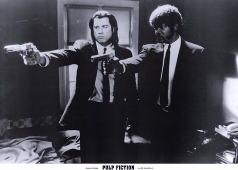 Framed Pulp Fiction Shooting Black and White Print