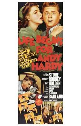 Framed Life Begins for Andy Hardy: Garland And Rooney Print