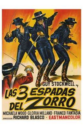 Framed Three Swords of Zorro Print