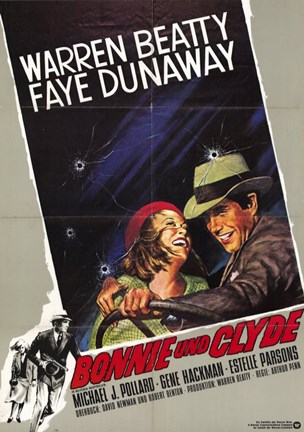 Framed Bonnie and Clyde Warren Beatty Print