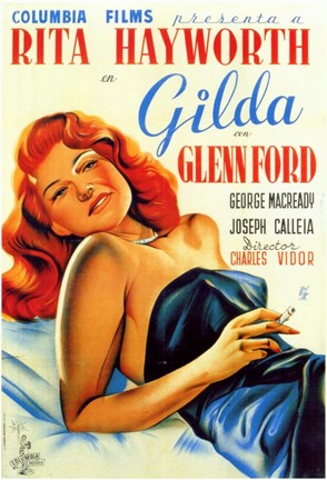 Framed Gilda Rita Hayworth Glenn Ford Print