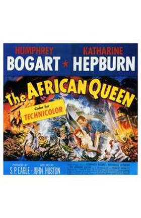Framed African Queen Humphrey Bogart &amp; Audrey Hepburn Print