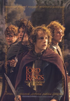 Framed Lord of the Rings: Fellowship of the Ring Hobbits Print