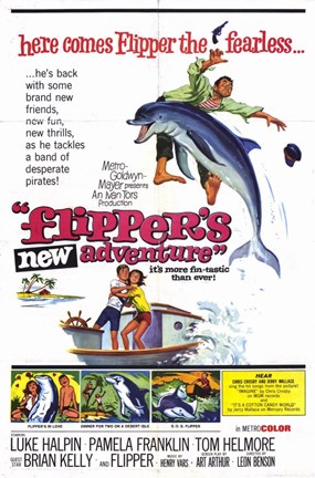 Framed Flipper&#39;s New Adventure Movie Print