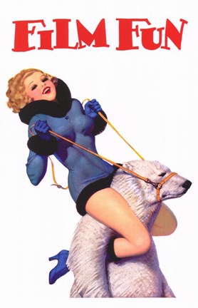 Framed Film Fun Polar Bear Pin Up Girl Print