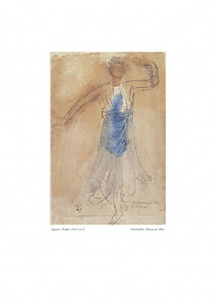 Framed Cambodian Dancer in Blue Print