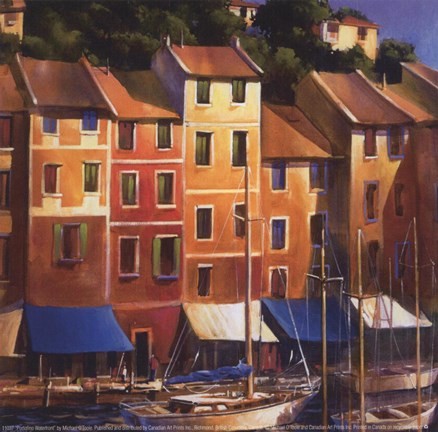 Framed Portofino Waterfront Print