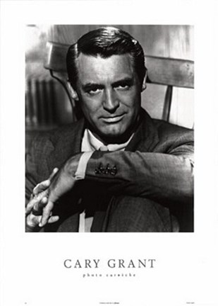 Framed Cary Grant, greyscale photo Print