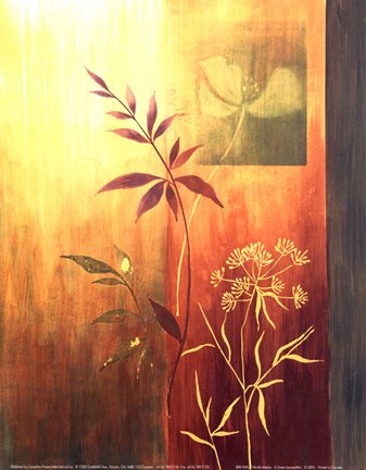 Framed 6 Green Leaves Print