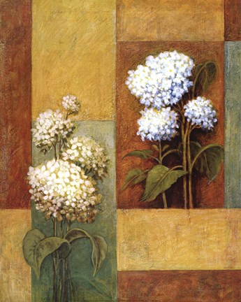 Framed Blue &amp; White Hydrangea Print