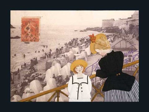 Framed Jeanne, Sa Mere Et La Mer Print