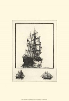 Framed Antique Ships I Print