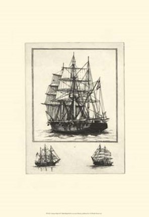 Framed Antique Ships II Print