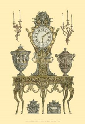 Framed Antique Decorative Clock II Print