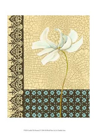 Framed Crackled Tile Botanical I Print