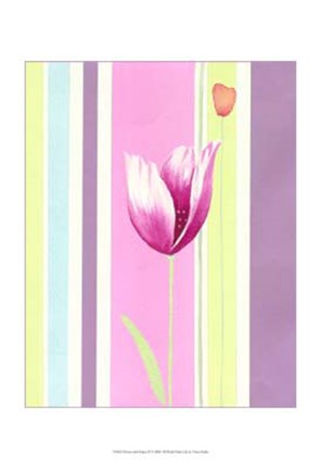Framed Flowers &amp; Stripes III Print