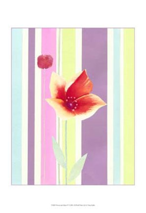 Framed Flowers &amp; Stripes IV Print