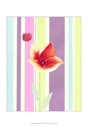 Framed Flowers &amp; Stripes IV Print