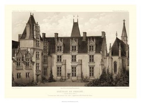Framed Sepia Chateaux I Print