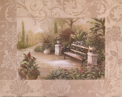 Framed Garden Bench I Print