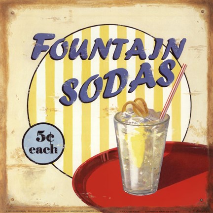 Framed Fountain Sodas Print