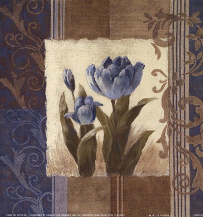 Framed Blue Tulip Scroll Print
