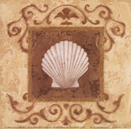 Framed Stylized Shell I Print