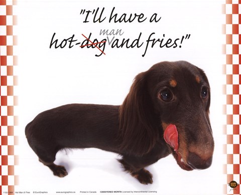 Framed Hot Man And Fries Print