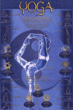 Framed Yoga - Postures And Chakras Print
