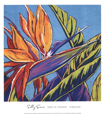 Framed Birds of Paradise - Turquoise Print