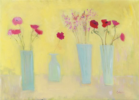 Framed Anemones and Gerbera Print