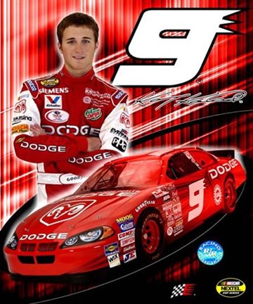 Framed 2005 Kasey Kahne collage- car, number, driver and signature Print