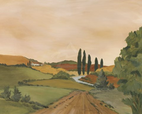 Framed Sunny Tuscan Road Print