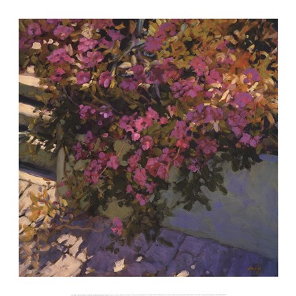 Framed Steps and Summer Flowers Print